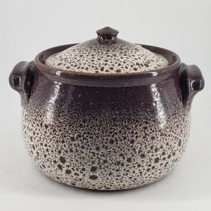 Traditional Purple Speckled Glaze Bulgarian Earthenware Oven-to-Table Clay Pot